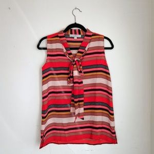 *LOFT* Striped Red Tank with Bow Tie